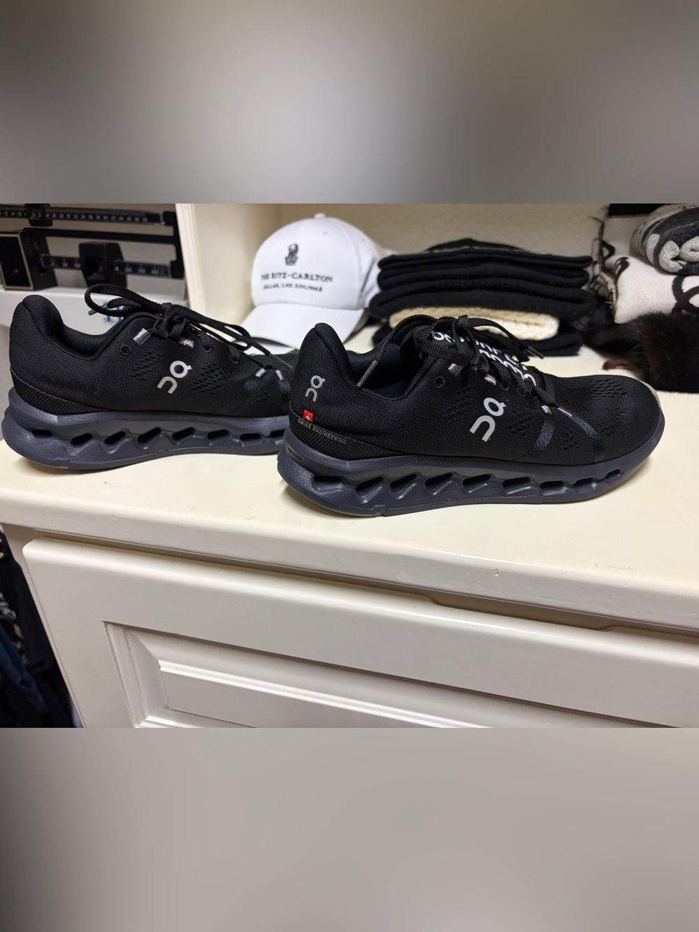 On Running Black Men’s Athletic Shoes with Gray Soles